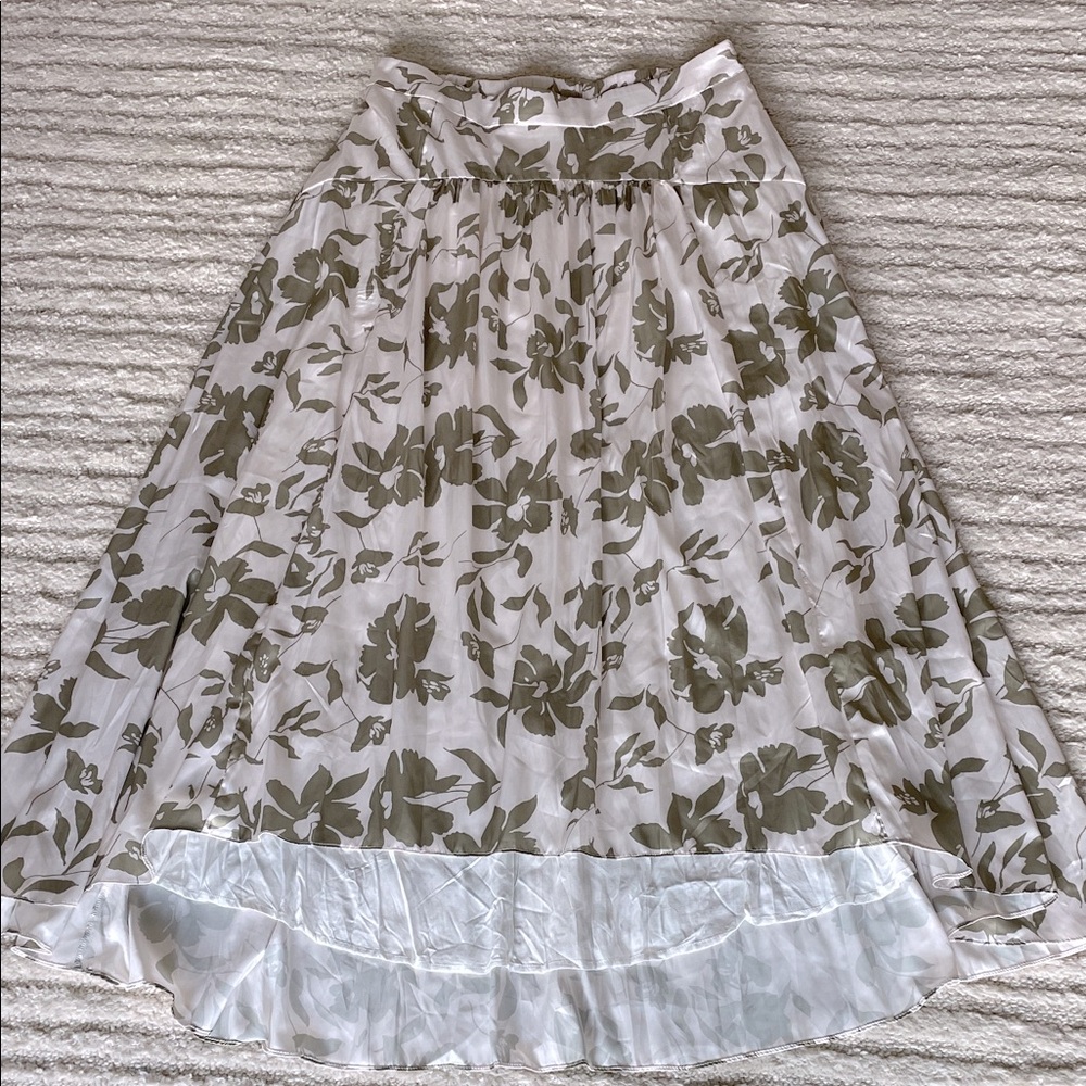 Petal & Pup White and Green Floral Midi Skirt